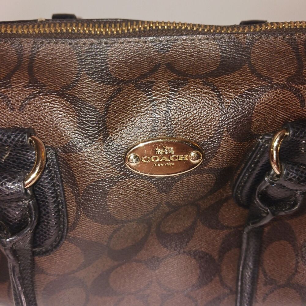 Coach Brown Signature Mini Satchel with Gold Hardware - Picture 11 of 13